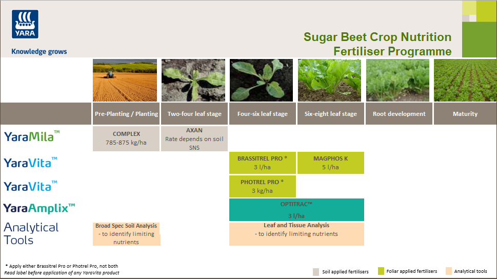 Sugar beet fertiliser programme